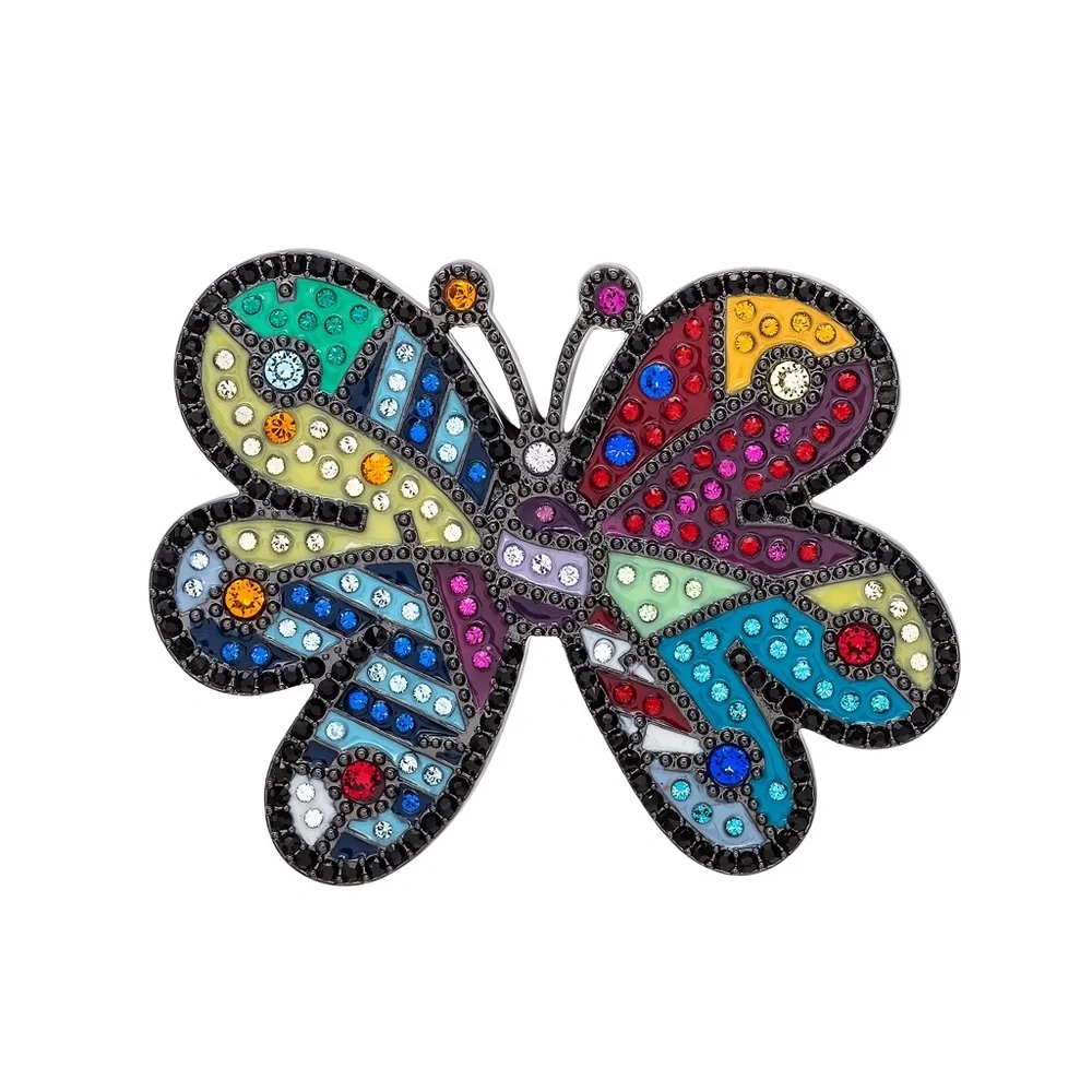 Romero Britto Multicolor Butterfly Pin with Swarovski Crystals Limited Edition - Picture 1 of 8